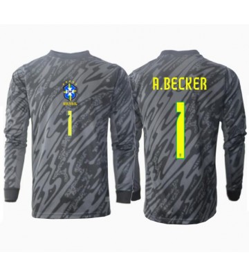 Brasilien Alisson Becker #1 Målvakt Bortatröja Copa America 2024 Långärmad